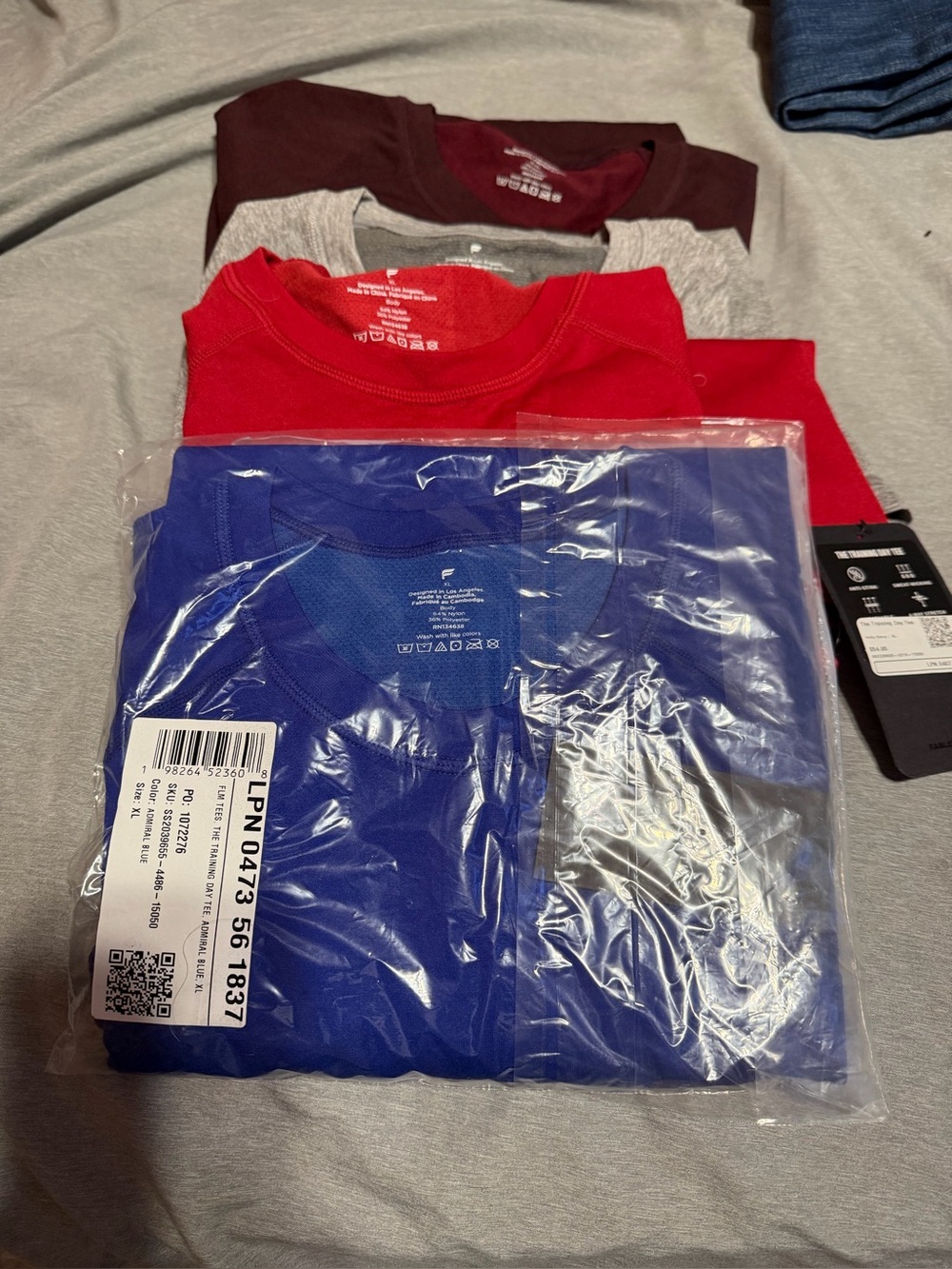 Fabletics Men's Short Sleeve Crew Neck Tees - Blue, Red, Gray, Maroon